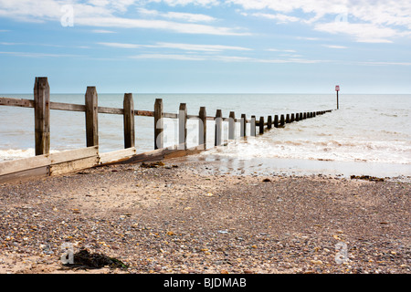 Holz-Buhnen bei Dawlish Warren Devon England UK Stockfoto