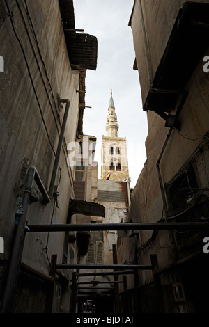 Damaskus-syrisches Jesus-Minarett der Großen Umayyad-Moschee Stockfoto