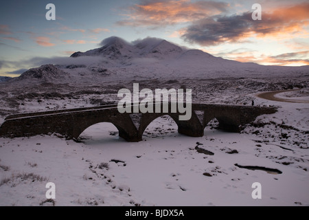 Sligachan Brücke im Winter, Isle Of Skye Stockfoto