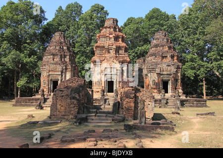 Tempel von Preah Ko, Teil der Roluos-Gruppe in Angkor, in der Nähe von Siam Reap, Kambodscha Stockfoto