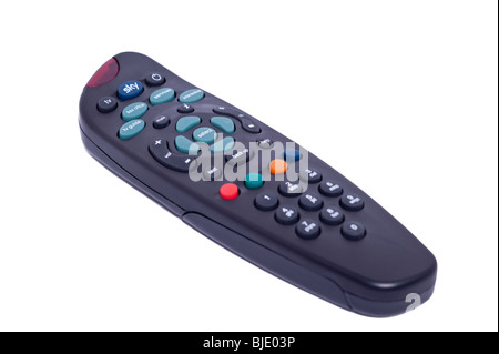 Sky-tv Fernseher Fernbedienung auf weißem Hintergrund Stockfoto