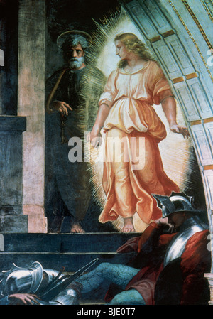 Raphael, Raffaello Santi oder Sanzio, genannt (Urbino, 1483-Rom, 1520). Italienischer Maler. Befreiung des Heiligen Petrus. Detail. Vatikan. Stockfoto