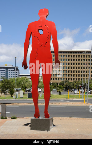 Skulptur eines roten Mannes steht an der Adderley Street im Stadtzentrum von Kapstadt Südafrika Stockfoto