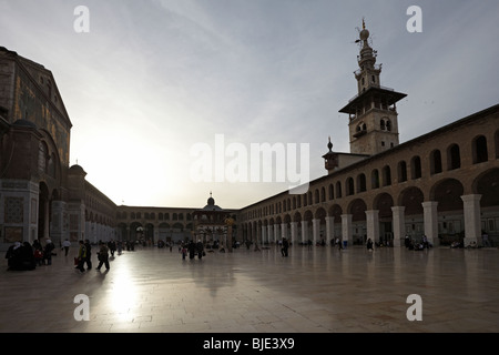 Damaskus Syrien der Innenhof in der Abenddämmerung der Großen Umayyad-Moschee Stockfoto