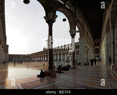 Damaskus Syrien der Innenhof im Panorama der Großen Umayyad-Moschee Stockfoto