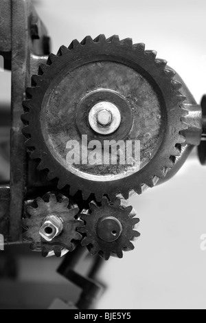 Schwarz / weiß Getriebe Makro Detail als Teamarbeit Metapher Konzept Stockfoto