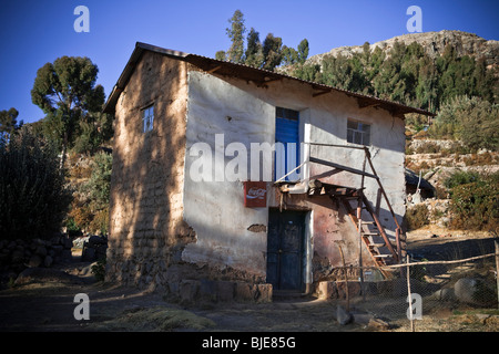 Bauernhof Landhausstil Taquile und Taquile Inseln, Puno Abteilung, Titicaca-See, Anden, Altiplano, Peru, Südamerika Stockfoto