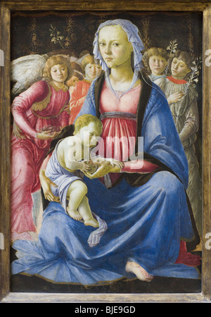 Alesandro Filipepi aka Botticelli die Jungfrau und das Kind umgeben von fünf Engel 1470 XV th Jahrhundert italienischen Schule Öl auf ca Stockfoto