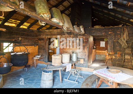 Innenausstattung der eine Almhütte, Kaprun, Österreich Stockfoto