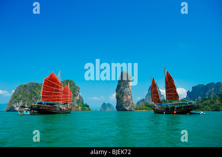 Junk, Phang-Nga, Thailand Stockfoto