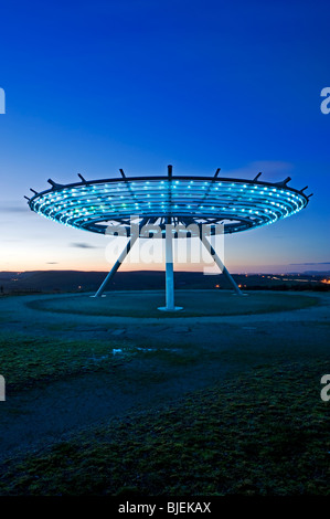 Das Halo-Panoptikum in der Nacht, Top o-Schiefer, in der Nähe von Rossendale, Lancashire, England, Vereinigtes Königreich Stockfoto