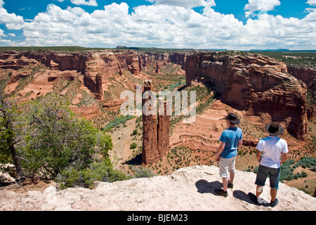 Blick auf die Spider Rock, Canyon de Chelly, Arizona, USA, Luftbild Stockfoto