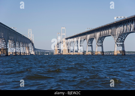 William Preston Lane Brücke, AKA der Bay Bridge überquert die Chesapeake in der Nähe von Annapolis, Maryland Stockfoto