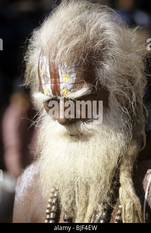 Saddhu am Durbar Square von der UNESCO-Welterbe-Stadt der Bhaktapure - Kathmandu-Tal, Nepal. Stockfoto