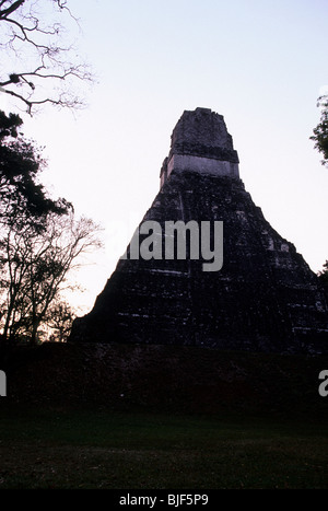 Maya-Ruinen der Tempel I, Tempel des großen Jaguar, große Plaza des UNESCO-Weltkulturerbe Tikal-Tikal, Guatemala Stockfoto