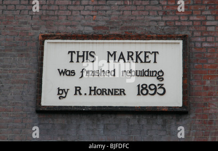 Schild am Spitalfields Market, London Stockfoto