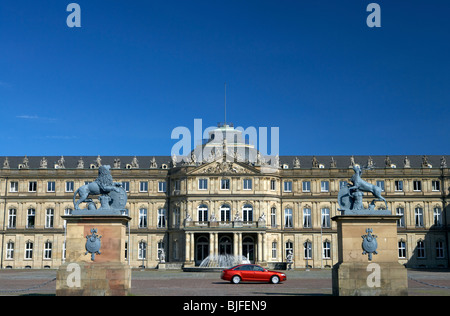 Das neue Schloss in Stuttgart gebaut im Jahre 1746 im spätbarocken Stil, Deutschland Stockfoto