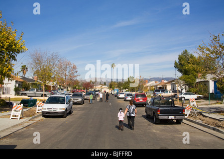 Elmer Avenue Nachbarschaft Retrofit-Projekt hilft Regenwasser zu verwalten und Überschwemmungen und Verschmutzung zu reduzieren. Los Angeles Stockfoto