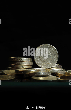 Ein Pfund-Münzen. Februar 2010 Stockfoto