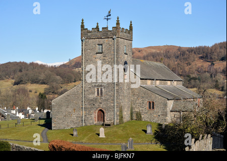 Die Pfarrkirche St. Michael und alle Engel. Hawkshead, Nationalpark Lake District, Cumbria, England, Großbritannien, Europa. Stockfoto