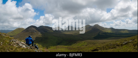 Die zwölf Bens Connemara von Diamond Hill, in der Nähe von Letterfrack, Connemara, County Galway, Irland Stockfoto