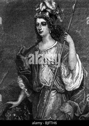 Palmer, Barbara, 22.5.1641 - 9.10.1709, 1 die Herzogin von Cleveland, halbe Länge, als Diana, Holzstich nach Malerei, Jahrhundert, Artist's Urheberrecht nicht gelöscht werden Stockfoto