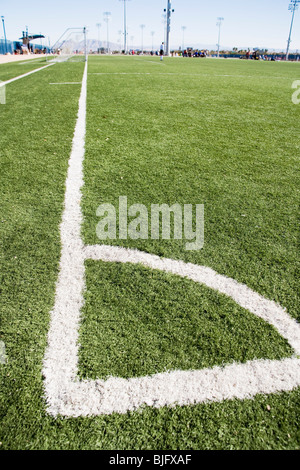 Ecke eines Fußballfeldes Stockfoto