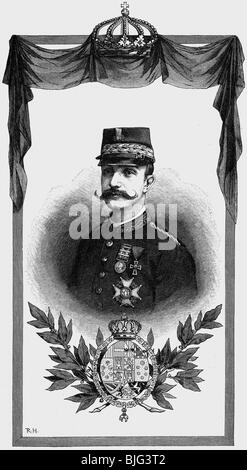 Alfonso XII, 28.11.1857 - 25.11.1885, König von Spanien 29.12.1874 - 25.11.1885, Porträt, Holzgravur, ca. 1880, Stockfoto
