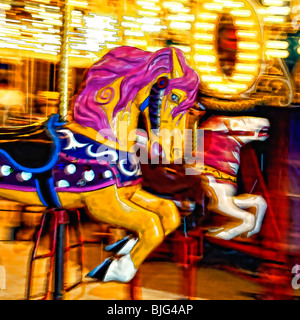 Spezialeffekt Schwenk Karussellpferd an der Kentucky State Fair in Louisville, Kentucky Stockfoto