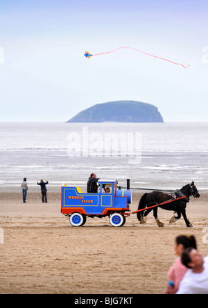 Pony und Wagen Fahrten im Weston-Super-Mare, Somerset UK Stockfoto