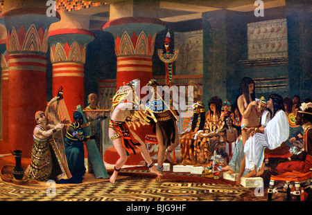 Dieses Gemälde zeigt singen, tanzen und Musizieren im alten Ägypten. Stockfoto