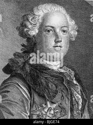 Louis XVI, 23.8.1754 - 21.1.1793, König von Frankreich 10.5.1774 - 21.09.1792, Porträt, als junger Mann, Kupferstich, ca. 1770,, Artist's Urheberrecht nicht gelöscht werden Stockfoto