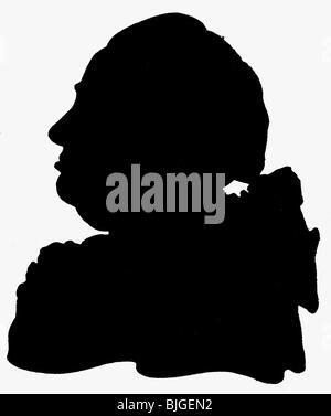 Bach, Carl Philipp Emanuel, 8.3.1714 - 14.12.1978, deutscher Komponist, Porträt, Silhouette, 18. Jahrhundert, Stockfoto