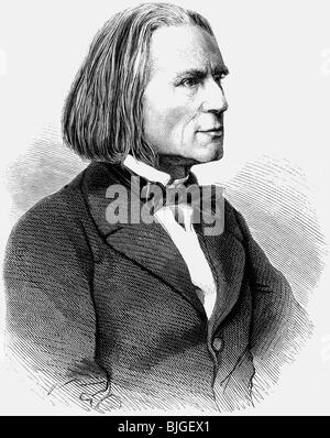 Liszt, Franz, 22.10.11.11 - 31.7.1886, ungarischer Komponist und Pianist, Porträt, Holzgravur, 19. Jahrhundert, Stockfoto