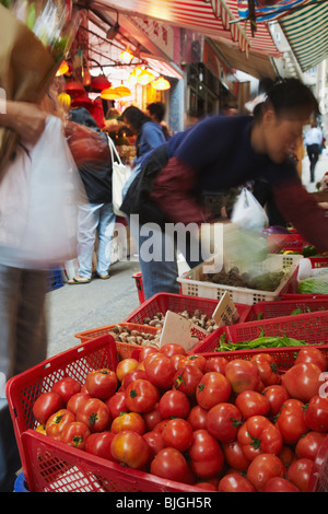 Gemüse Stall auf Graham Street, Central, Hong Kong, China Stockfoto