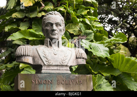 Eine Statue in Gedenken an Simon Bolivar (1783-1830). Stockfoto