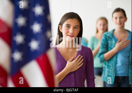 Schüler sagen Treueschwur Stockfoto