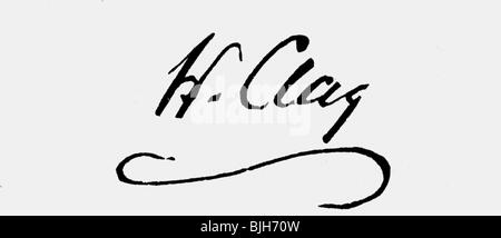 Clay, Henry, 12.4.767 - 29.6.1852, US-amerikanischer Politiker, Staatssekretär 7.3.188 - 3.3.1829, Unterschrift, Stockfoto