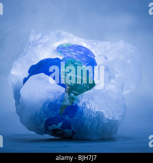 Globus mit Eis bedeckt Stockfoto