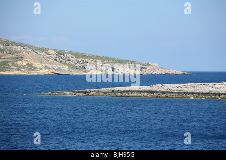 Blick über den North Comino-Kanal in Richtung Gozo Malta Stockfoto