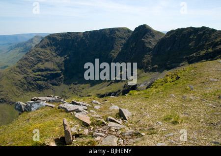 Ben Lugmore Grat von nahe dem Gipfel des Ben Bury, Mweelrea Berg, County Mayo, Irland Stockfoto