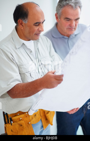 Blick auf Blaupausen Stockfoto