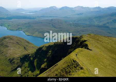 Killary Harbour aus dem Osten Südgrat Mweelrea Berg, County Mayo, Irland Stockfoto