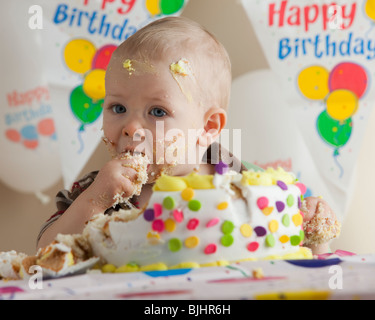 Baby Geburtstagskuchen Essen Stockfoto