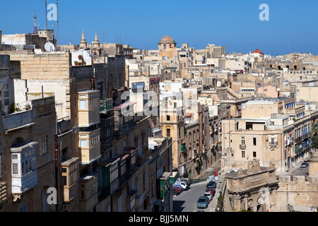 Maltesische Gebäude, Valletta, Malta Stockfoto