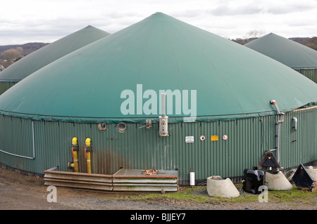 Biogas Lagertanks auf einer Farm, die Erzeugung von Energie aus Abfall Stockfoto