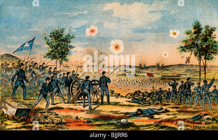 Eidgenossen kostenlos Linien der Union bei Gettysburg, 1863. Farblithographie Stockfoto