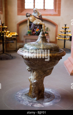 Imperiale Kathedrale St. Bartholomäus, Scheid Kapelle, Gebetsraum und Baptisterium mit einer Schrift, Frankfurt am Main, Hessen, Deutschland, Euro Stockfoto