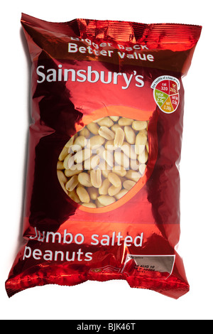 Tasche von Sainsbury's Jumbo gesalzene Erdnüsse Stockfoto