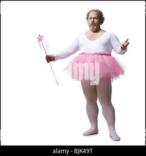 Übergewichtige Menschen im Tutu tanzen Stockfoto